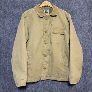 VTG Old Navy Work Chore Coat Quilt Lining Corduroy Color Tan Size Large 90s Zip